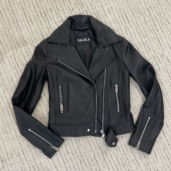 Aritzia Talula Real Leather Jacket Black XXS - Picture 2 of 7